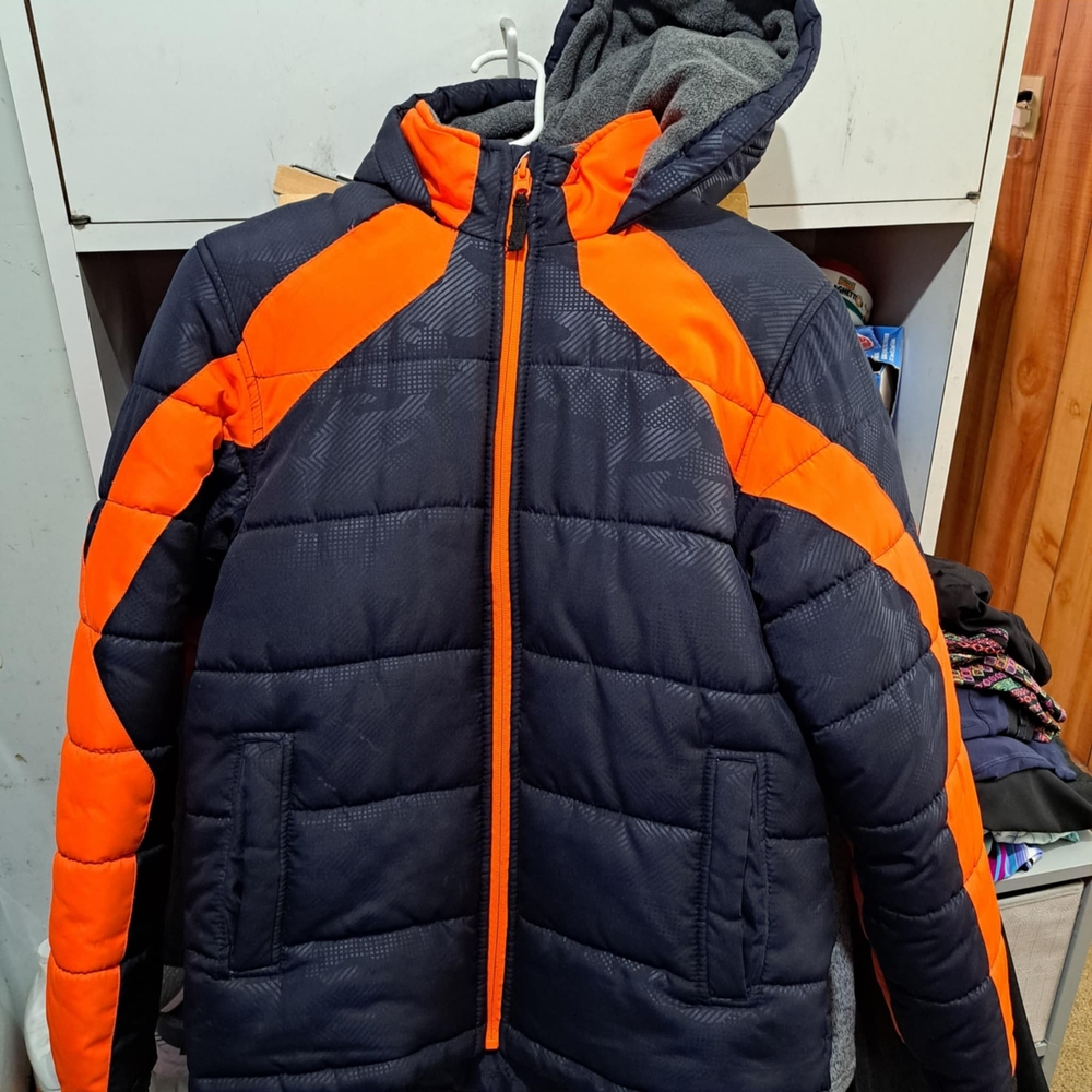 London Fog Navy and Orange Kids Puffer Jacket Made By London Fog